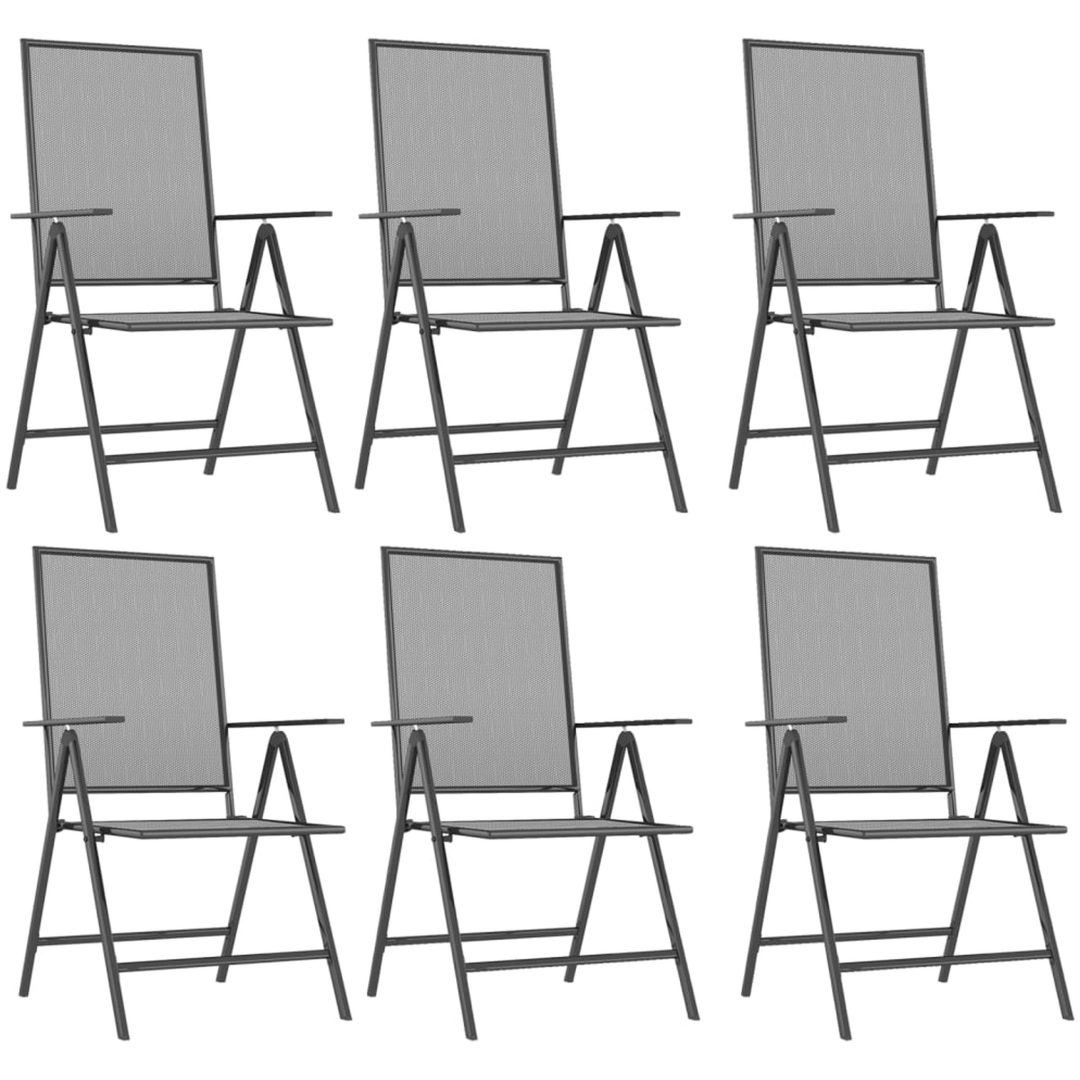 Matgrupp för trädgården 7 delar antracit stål vidaXL 165 cm table length – bild 4