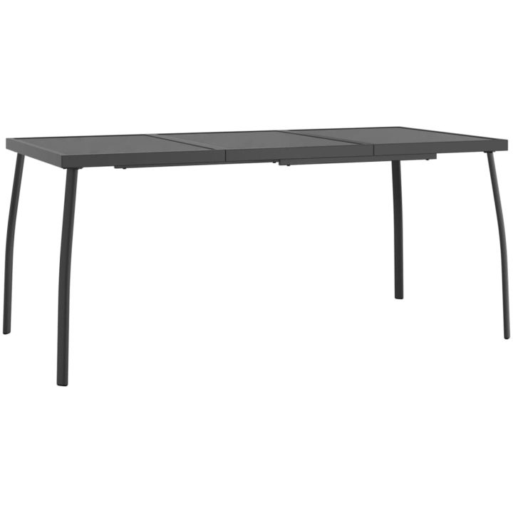 Matgrupp för trädgården 7 delar antracit stål vidaXL 165 cm table length – bild 8