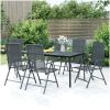 Matgrupp för trädgården 7 delar antracit stål vidaXL 165 cm table length – miniatyr 1