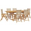 Matgrupp för trädgården 7 delar beige konstrotting/massivt trä vidaXL – miniatyr 2