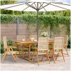 Matgrupp för trädgården 7 delar beige konstrotting/massivt trä vidaXL – miniatyr 1