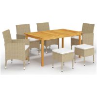 Matgrupp för trädgården 7 delar beige vidaXL