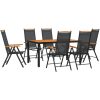 Matgrupp för trädgården 7 delar brun aluminium vidaXL 150 cm bordslängd – miniatyr 2