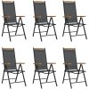 Matgrupp för trädgården 7 delar brun aluminium vidaXL 150 cm bordslängd – miniatyr 3