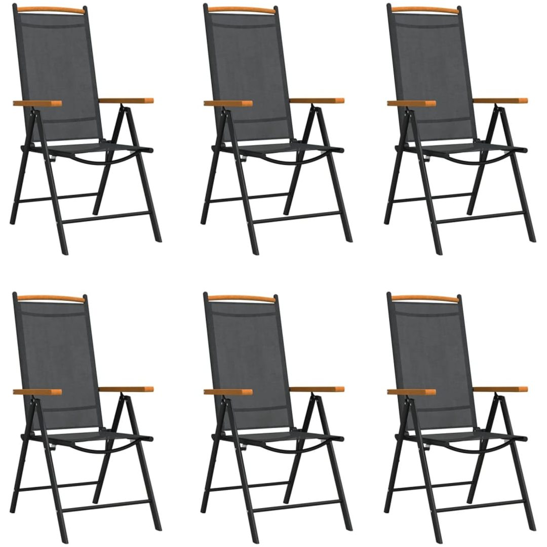 Matgrupp för trädgården 7 delar brun aluminium vidaXL 150 cm bordslängd – bild 3