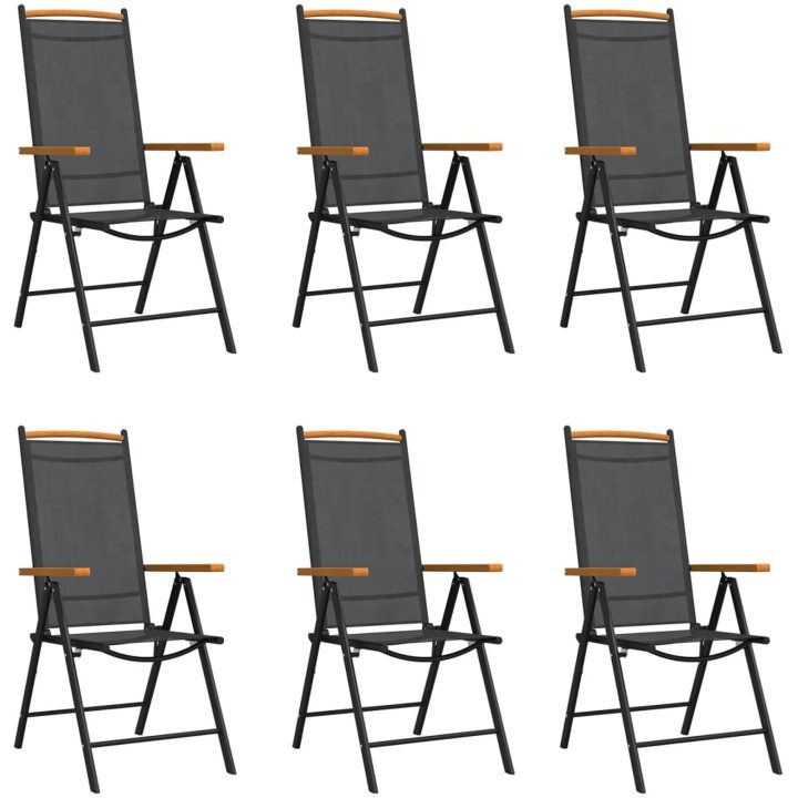 Matgrupp för trädgården 7 delar brun aluminium vidaXL 150 cm bordslängd – bild 3