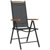 Matgrupp för trädgården 7 delar brun aluminium vidaXL 150 cm bordslängd – miniatyr 4