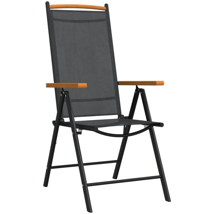 Matgrupp för trädgården 7 delar brun aluminium vidaXL 150 cm bordslängd – bild 4