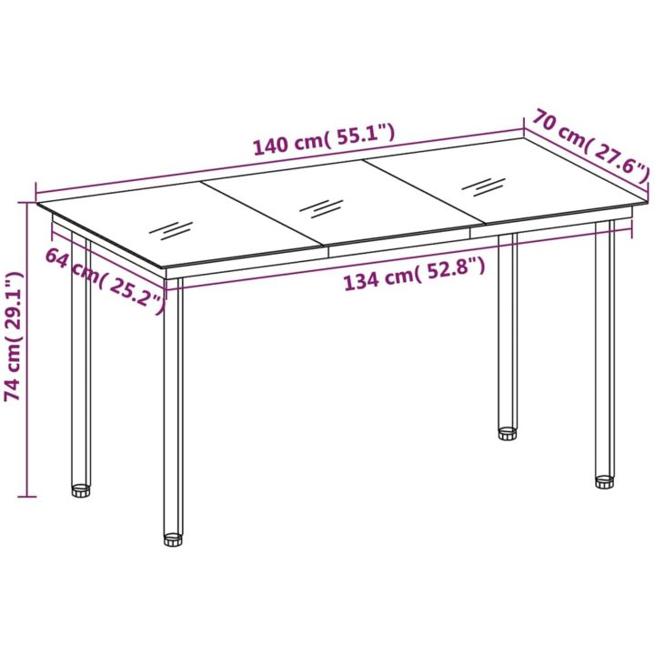 Matgrupp för trädgården 7 delar brun vidaXL 140 cm bordslängd – bild 7