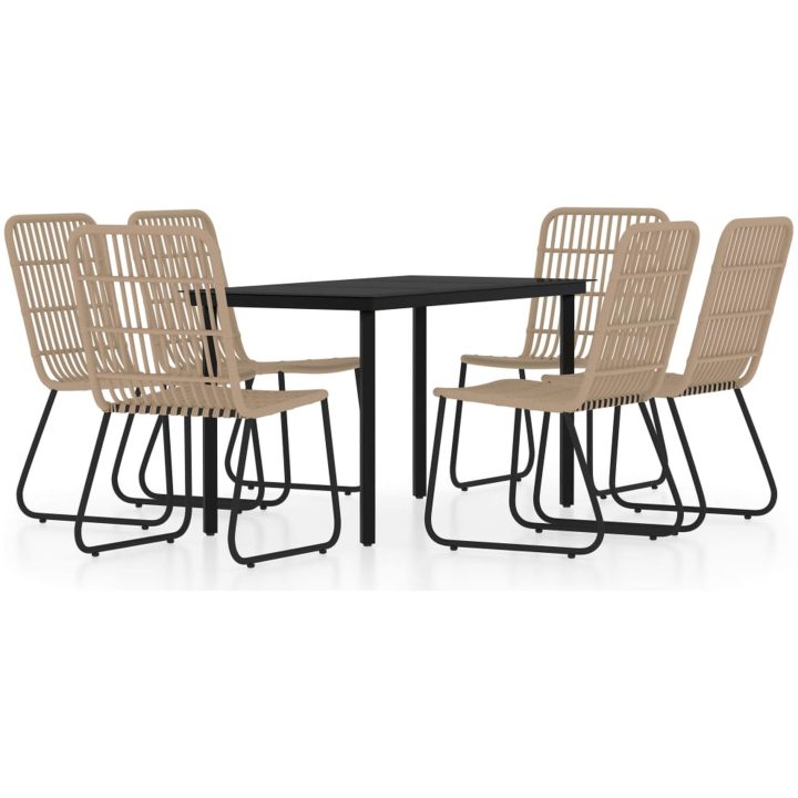 Matgrupp för trädgården 7 delar ek vidaXL 140 cm table length – bild 2