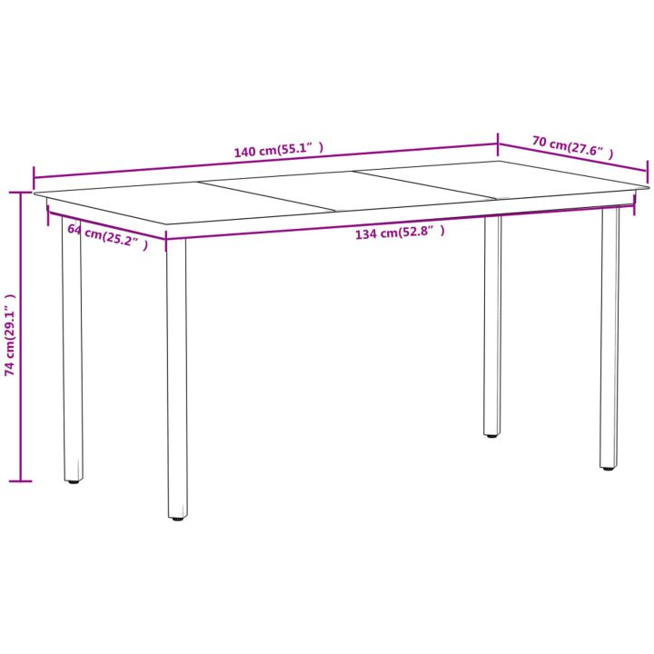 Matgrupp för trädgården 7 delar ek vidaXL 140 cm table length – bild 8