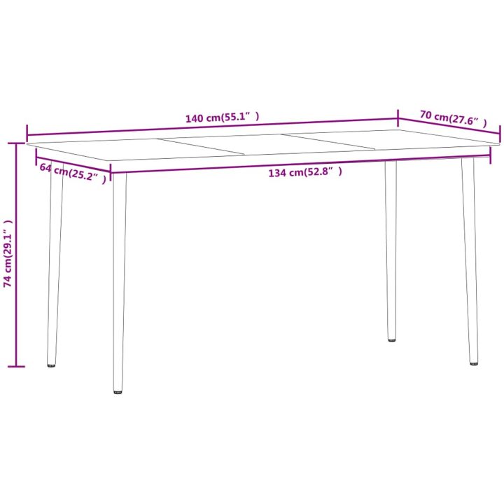 Matgrupp för trädgården 7 delar ek vidaXL 140 cm table length – bild 8