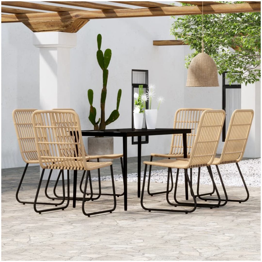 Matgrupp för trädgården 7 delar ek vidaXL 140 cm table length