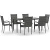 Matgrupp för trädgården 7 delar grå konstrottning vidaXL 160 cm table length – miniatyr 2