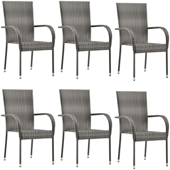 Matgrupp för trädgården 7 delar grå konstrottning vidaXL 160 cm table length – bild 4
