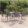 Matgrupp för trädgården 7 delar grå konstrottning vidaXL 160 cm table length – miniatyr 1