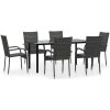 Matgrupp för trädgården 7 delar grå konstrottning vidaXL 160 cm table length – miniatyr 2