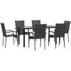 Matgrupp för trädgården 7 delar grå konstrottning vidaXL 160 cm table length – miniatyr 3