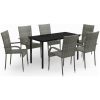 Matgrupp för trädgården 7 delar grå och svart vidaXL 140 cm table length – miniatyr 2