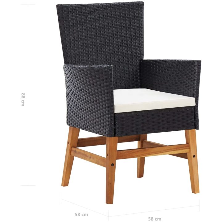 Matgrupp för trädgården 7 delar konstrotting & akaciaträ svart vidaXL – bild 12