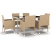 Matgrupp för trädgården 7 delar konstrotting härdat glas beige vidaXL – miniatyr 2