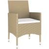Matgrupp för trädgården 7 delar konstrotting härdat glas beige vidaXL – miniatyr 3