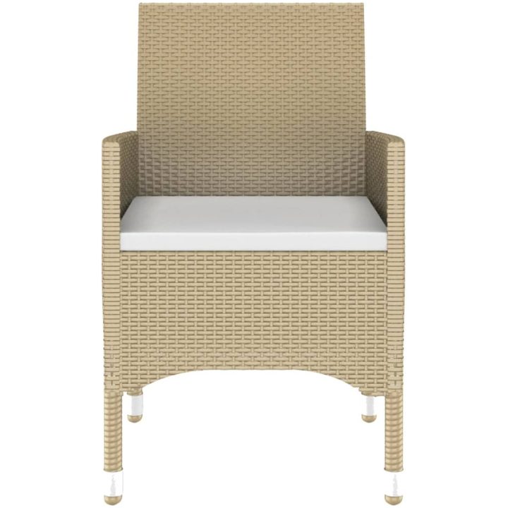 Matgrupp för trädgården 7 delar konstrotting härdat glas beige vidaXL – bild 4