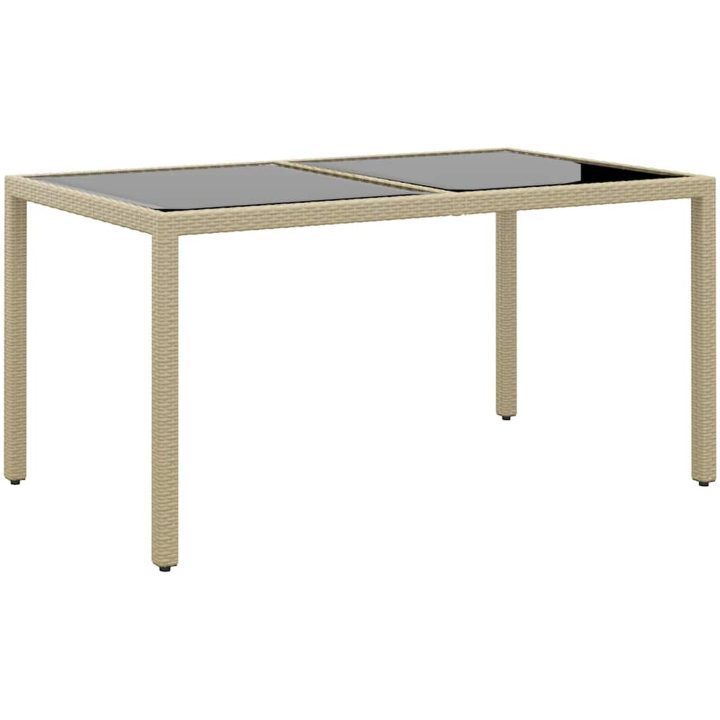 Matgrupp för trädgården 7 delar konstrotting härdat glas beige vidaXL – bild 5