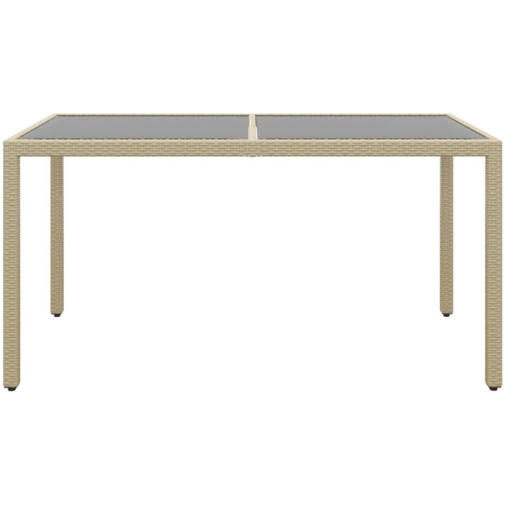 Matgrupp för trädgården 7 delar konstrotting härdat glas beige vidaXL – bild 6