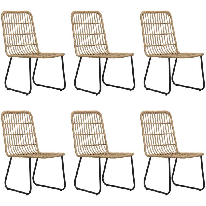 Matgrupp för trädgården 7 delar konstrotting och glas vidaXL 150 cm table length – bild 3