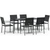 Matgrupp för trädgården 7 delar konstrotting & stål vidaXL 140 cm table length – miniatyr 2