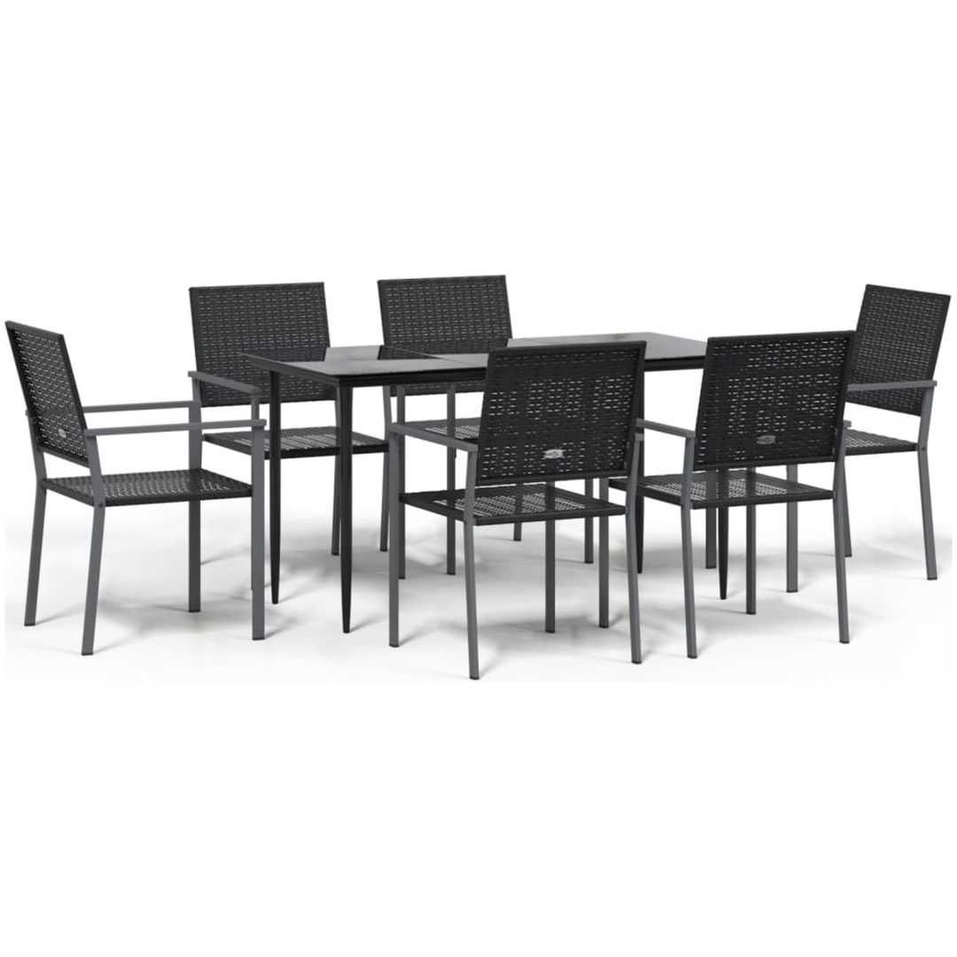 Matgrupp för trädgården 7 delar konstrotting & stål vidaXL 140 cm table length – bild 2