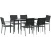 Matgrupp för trädgården 7 delar konstrotting & stål vidaXL 140 cm table length – miniatyr 3