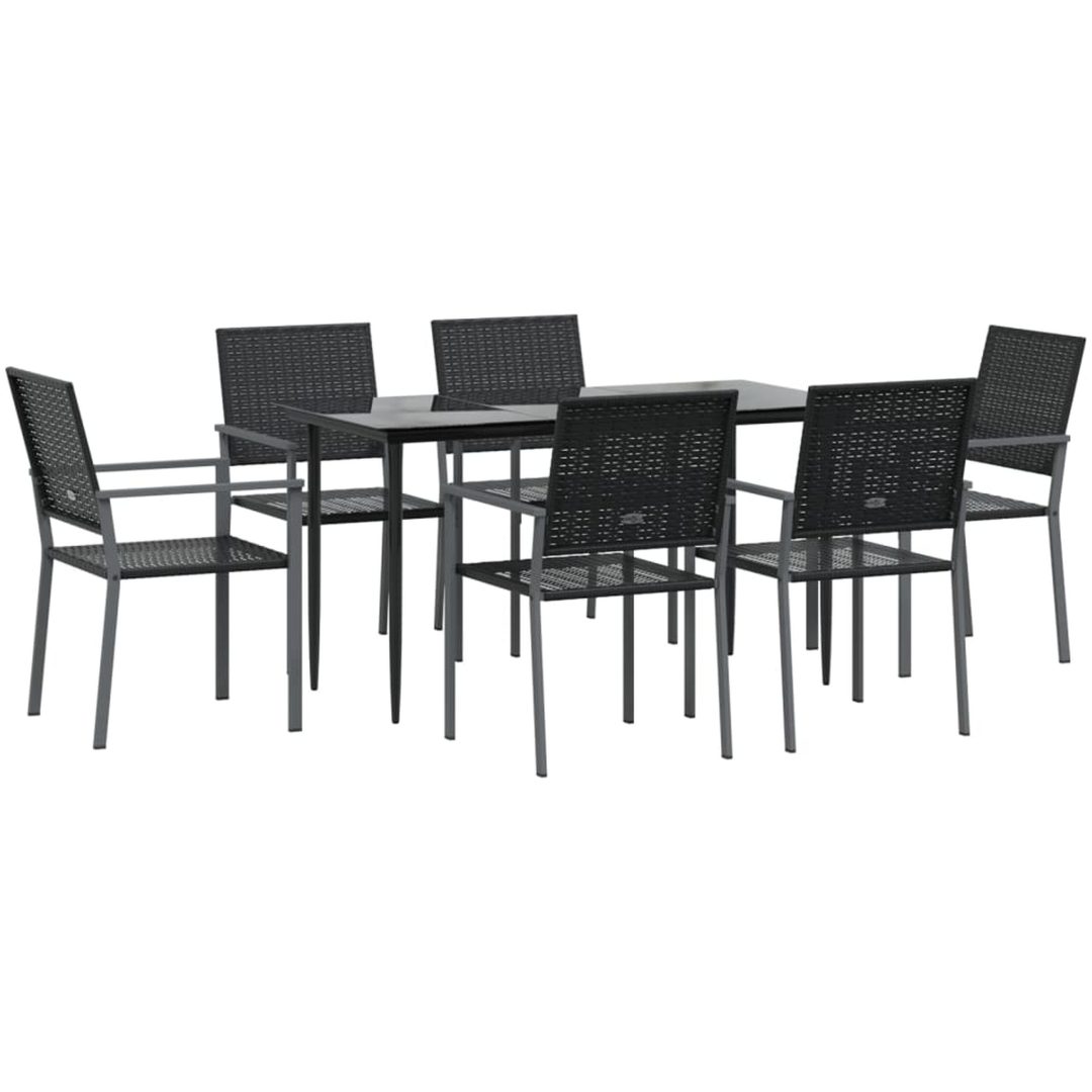 Matgrupp för trädgården 7 delar konstrotting & stål vidaXL 140 cm table length – bild 3
