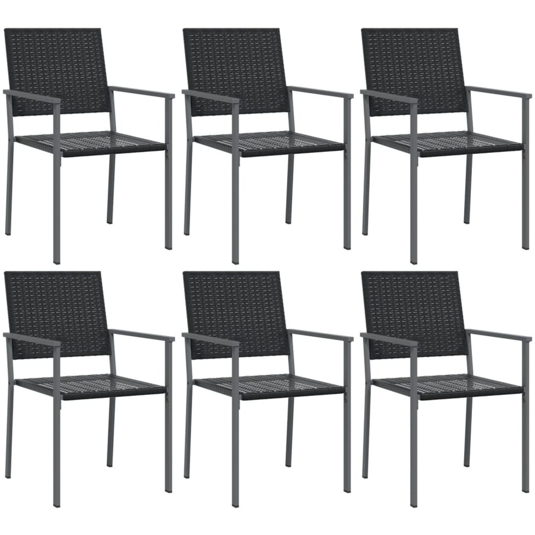 Matgrupp för trädgården 7 delar konstrotting & stål vidaXL 140 cm table length – bild 4