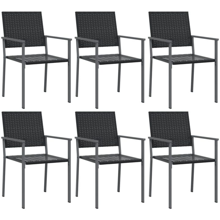 Matgrupp för trädgården 7 delar konstrotting & stål vidaXL 140 cm table length – bild 4
