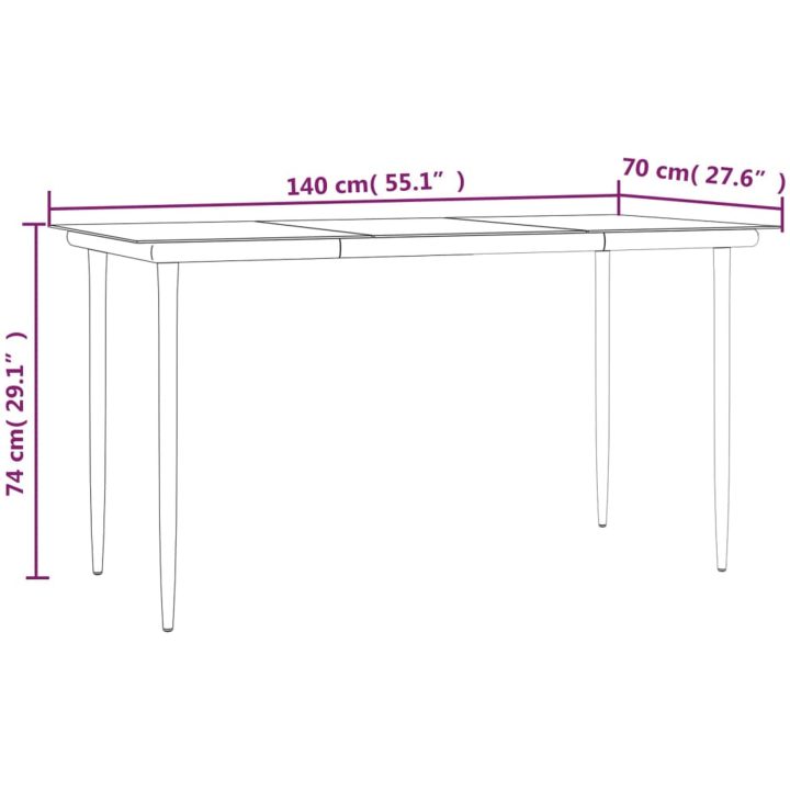 Matgrupp för trädgården 7 delar konstrotting & stål vidaXL 140 cm table length – bild 10