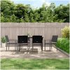Matgrupp för trädgården 7 delar konstrotting & stål vidaXL 140 cm table length – miniatyr 1