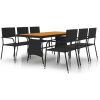 Matgrupp för trädgården 7 delar konstrotting svart vidaXL – miniatyr 2