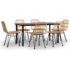 Matgrupp för trädgården 7 delar konstrotting vidaXL 160 cm table length – miniatyr 2