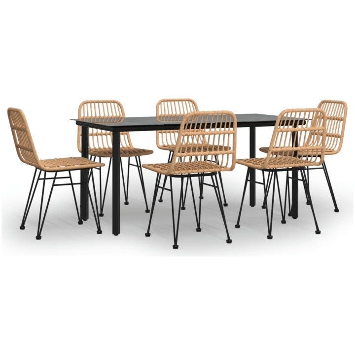 Matgrupp för trädgården 7 delar konstrotting vidaXL 160 cm table length – bild 2