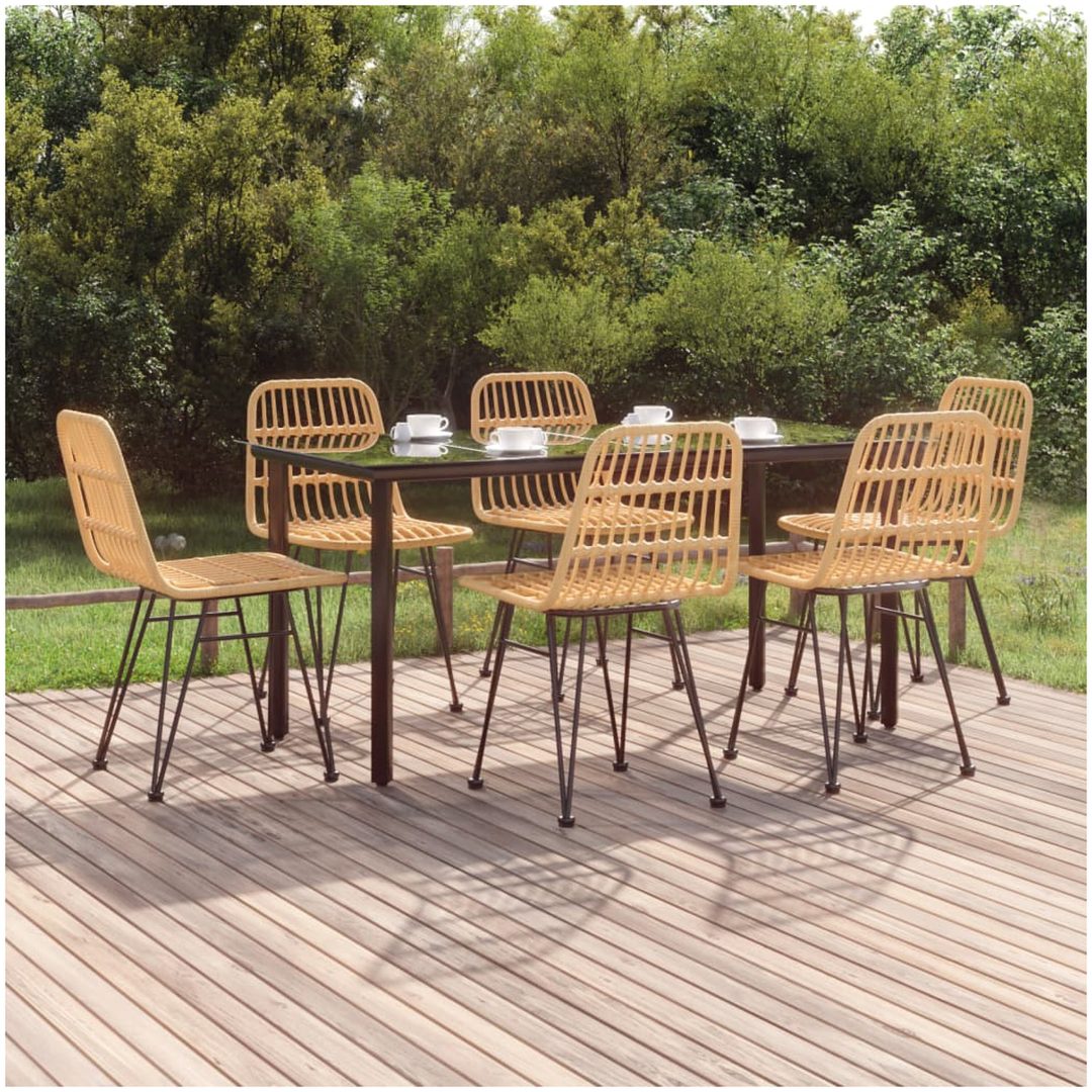 Matgrupp för trädgården 7 delar konstrotting vidaXL 160 cm table length