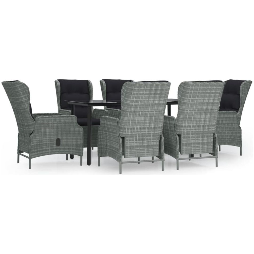Matgrupp för trädgården 7 delar ljusgrå konstrottning vidaXL 160 cm table length – bild 2