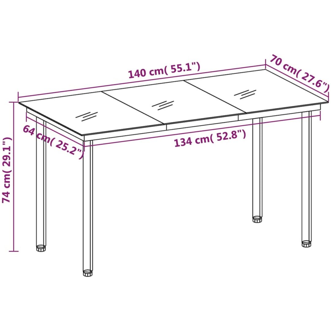 Matgrupp för trädgården 7 delar ljusgrå vidaXL 140 cm table length – bild 8