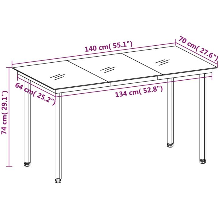Matgrupp för trädgården 7 delar ljusgrå vidaXL 140 cm table length – bild 8