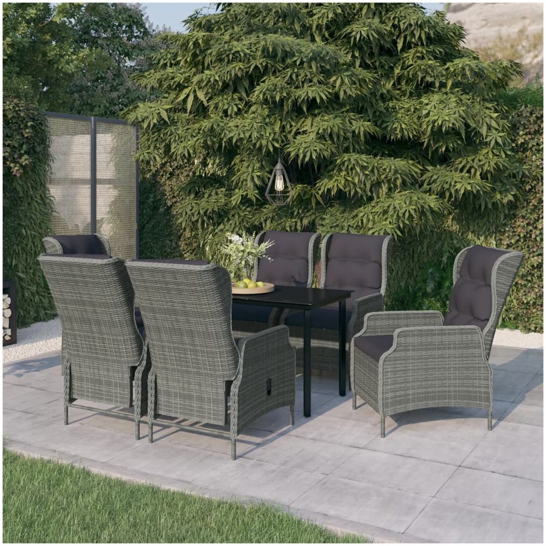 Matgrupp för trädgården 7 delar ljusgrå vidaXL 140 cm table length