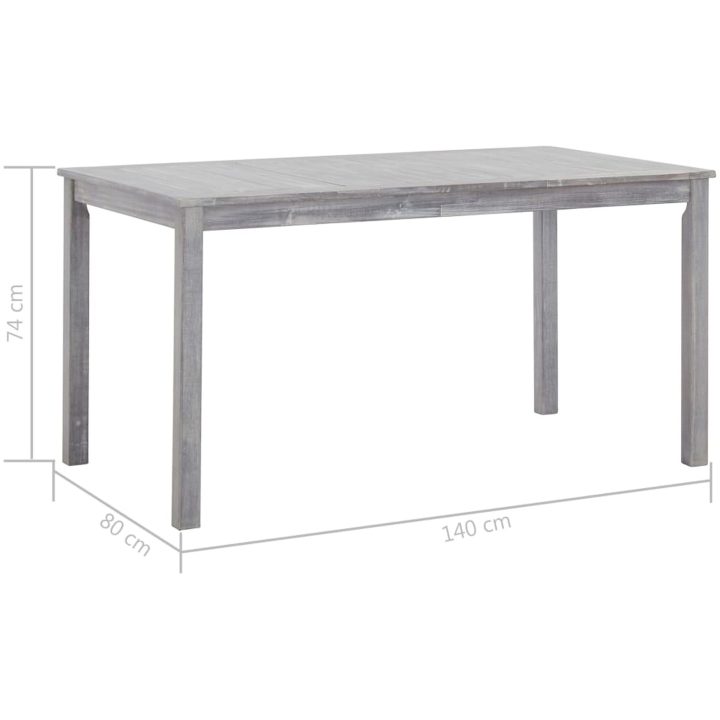 Matgrupp för trädgården 7 delar massivt akaciaträ grå vidaXL – bild 7