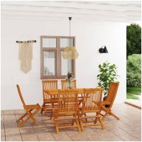 Matgrupp för trädgården 7 delar massivt teakträ vidaXL