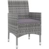 Matgrupp för trädgården 7 delar med dynor konstrotting och glas vidaXL 140 cm table length – miniatyr 3