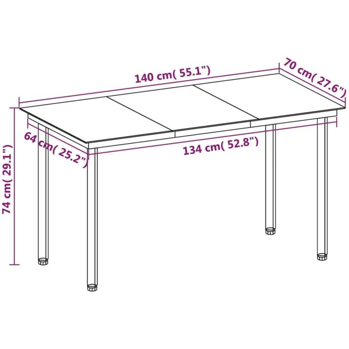 Matgrupp för trädgården 7 delar med dynor konstrotting och glas vidaXL 140 cm table length – bild 7